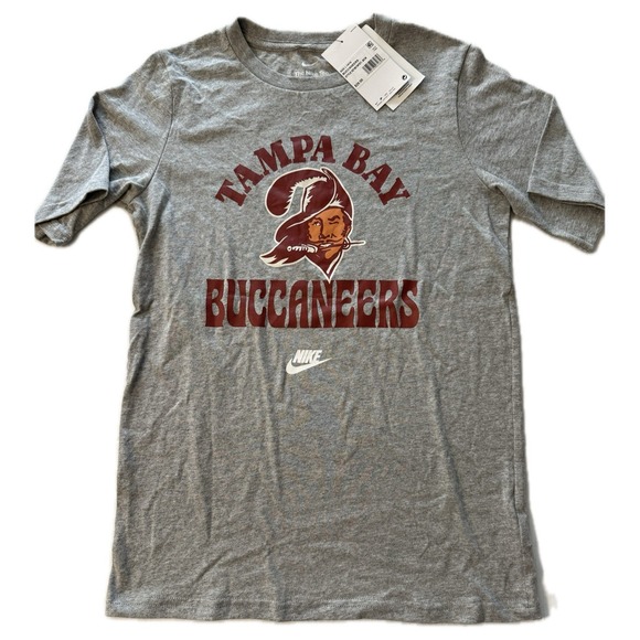 Tampa Bay Buccaneers Nike Boys Youth Throwback Logo Gray T-Shirt - Large 14/16 - Picture 1 of 3